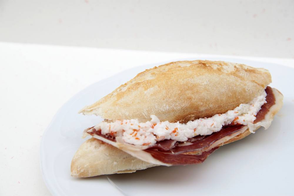 Crabstick and ham sandwich